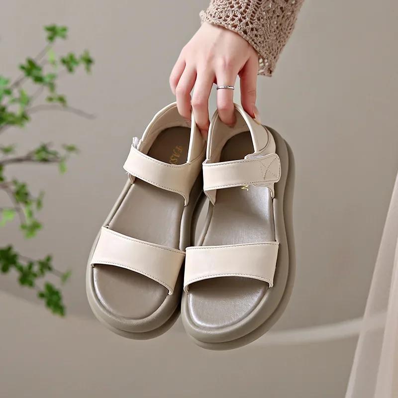 Fashion 2025 Summer New Retro Fashion Round Head Open Toe Sexy Thick Bottom Simple and Versatile Comfortable Casual Women's Sandals