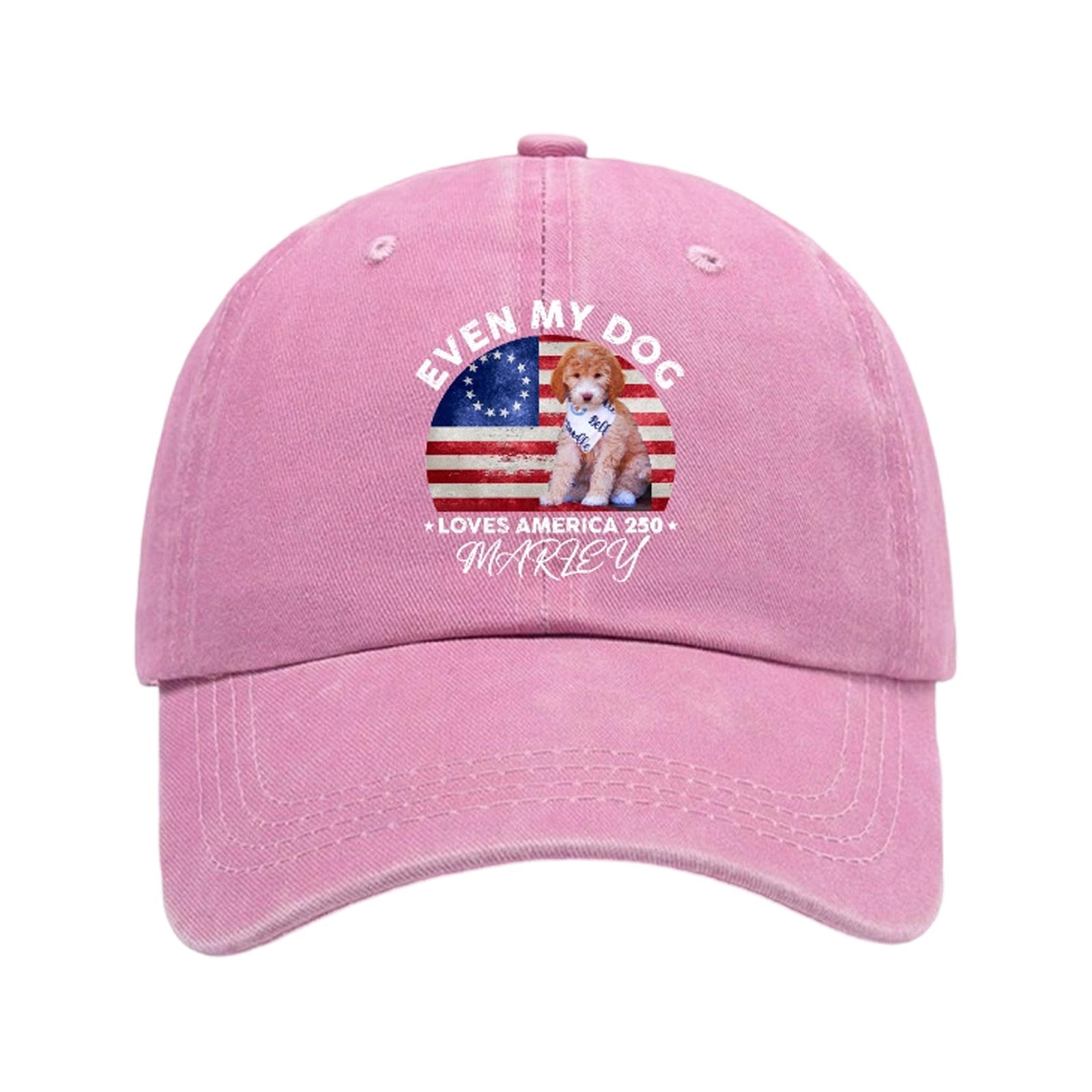 

4th of July Decorations Baseball Cap for 250 Anniversary Independence Day Dog Lovers Adjustable Hat American Flag Style One Size рожевий