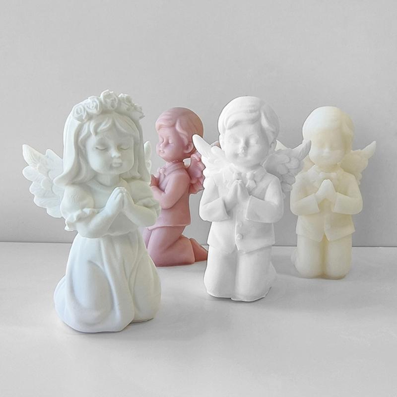 3D Prayer Angel Silicone Mold DIY Epoxy Resin Mold Plaster Cake Chocolate Mould Kitchen Baking Tool Decoration Crafts