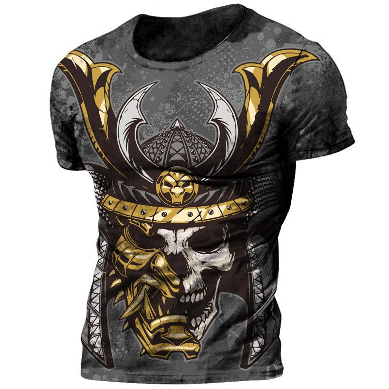 Ethnic Style Design 3D Digital Printing Men's Fashionable Round Neck Short Sleeved T-shirt