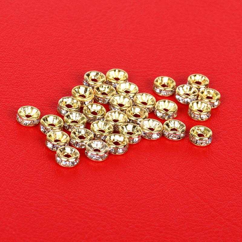 Golden Rhinestone Spacer Beads for DIY Jewelry & Necklace Accessories - Silver Crystal Ring Spacers