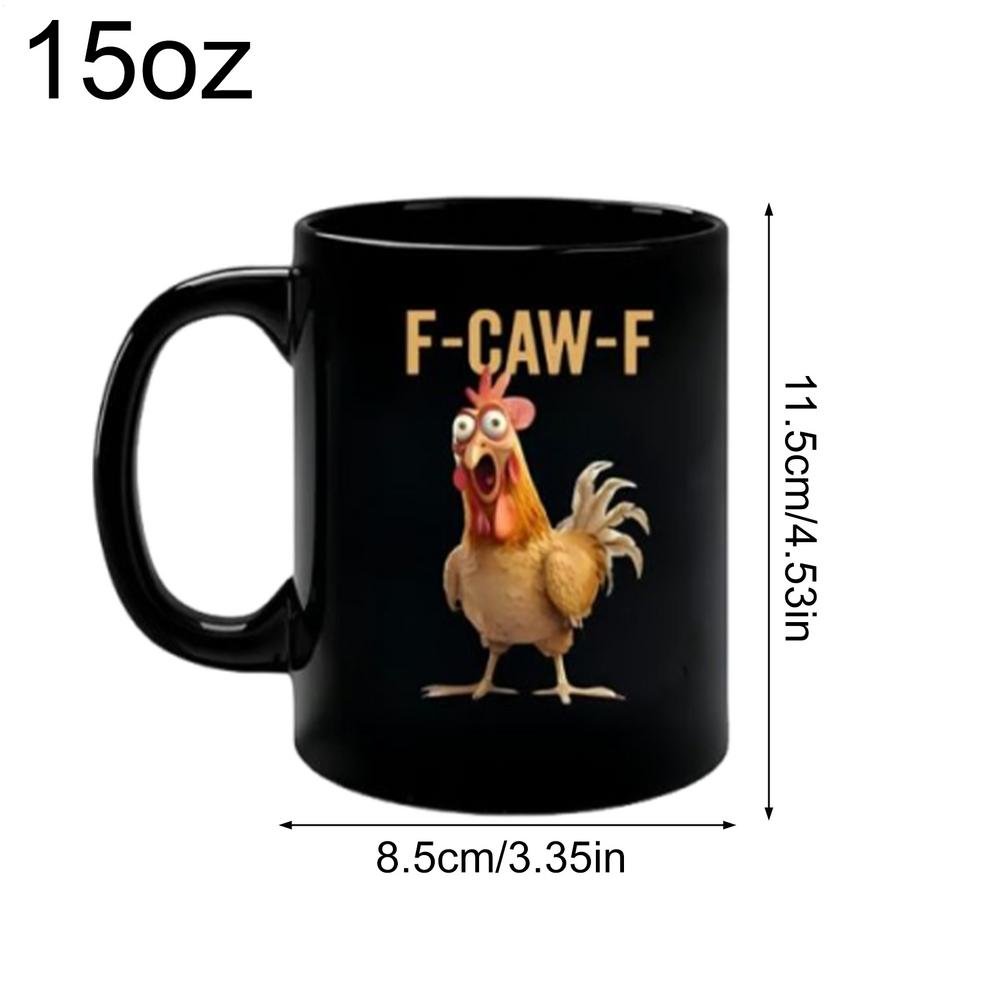 Ceramic F-Caw-F Chicken Coffee Mug 15oz Funny Beverage Container Novelty Coffee Mug Tea Cup Birthday Gifts For Men Women Friends 15oz чёрный