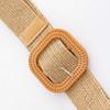 Striped elastic waistband for women's fashion square buckle elastic weaving bohemian PP grass wide waistband