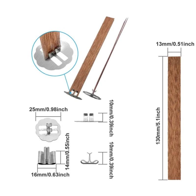 30pcs Of Wooden Candle Wick With Clip Base Candle Wicker Burning Smokeless Wick Candle Centering Tool