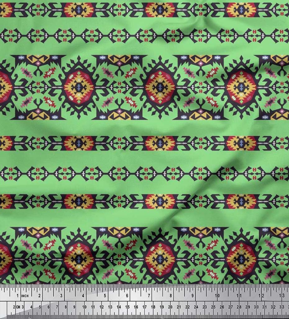 Soimoi Țesătură Satin Crep Japonez Aztec Sud-Vest Imprimată 1 metru 42 Inch