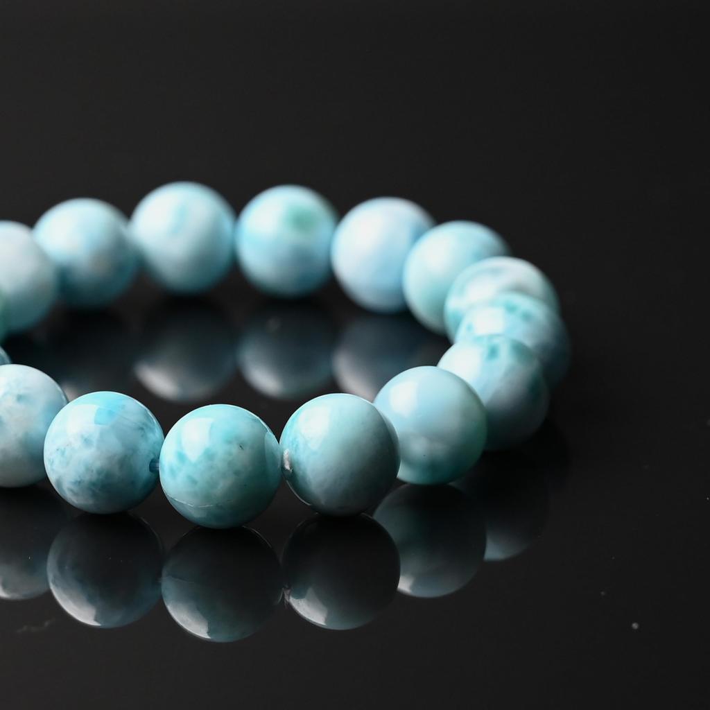 Eigado Larimar 12mm Inner Diameter Healing Natural Power One of the Three Greatest Healing Stones Bracelet, Beads, 45.0g, 16cm, Stone, Stone, Stone,