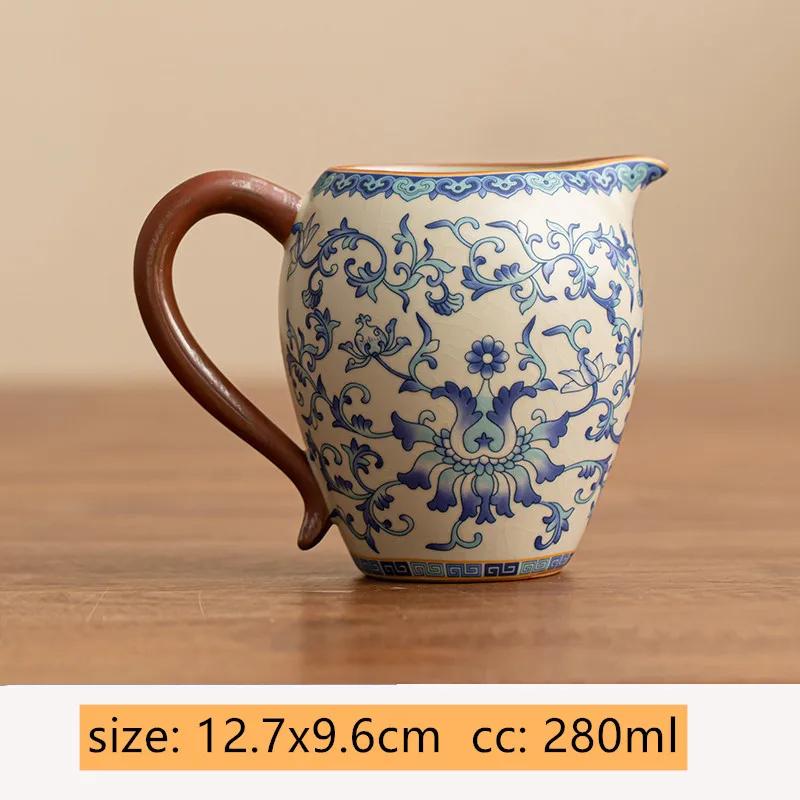 Chinesische Ru-Brennofen Keramik Fair Cup Tee Sieb Handgefertigt Blumen Teetasse Tee-Wasser-Trennung Haushalt Reise Tee-Set Zubehör