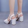Plus Size 34-42 Party Evening Wedding Shoes for Women Summer Fashion High Heel White Platform Sandals Lace Sandalias Mujer 2026