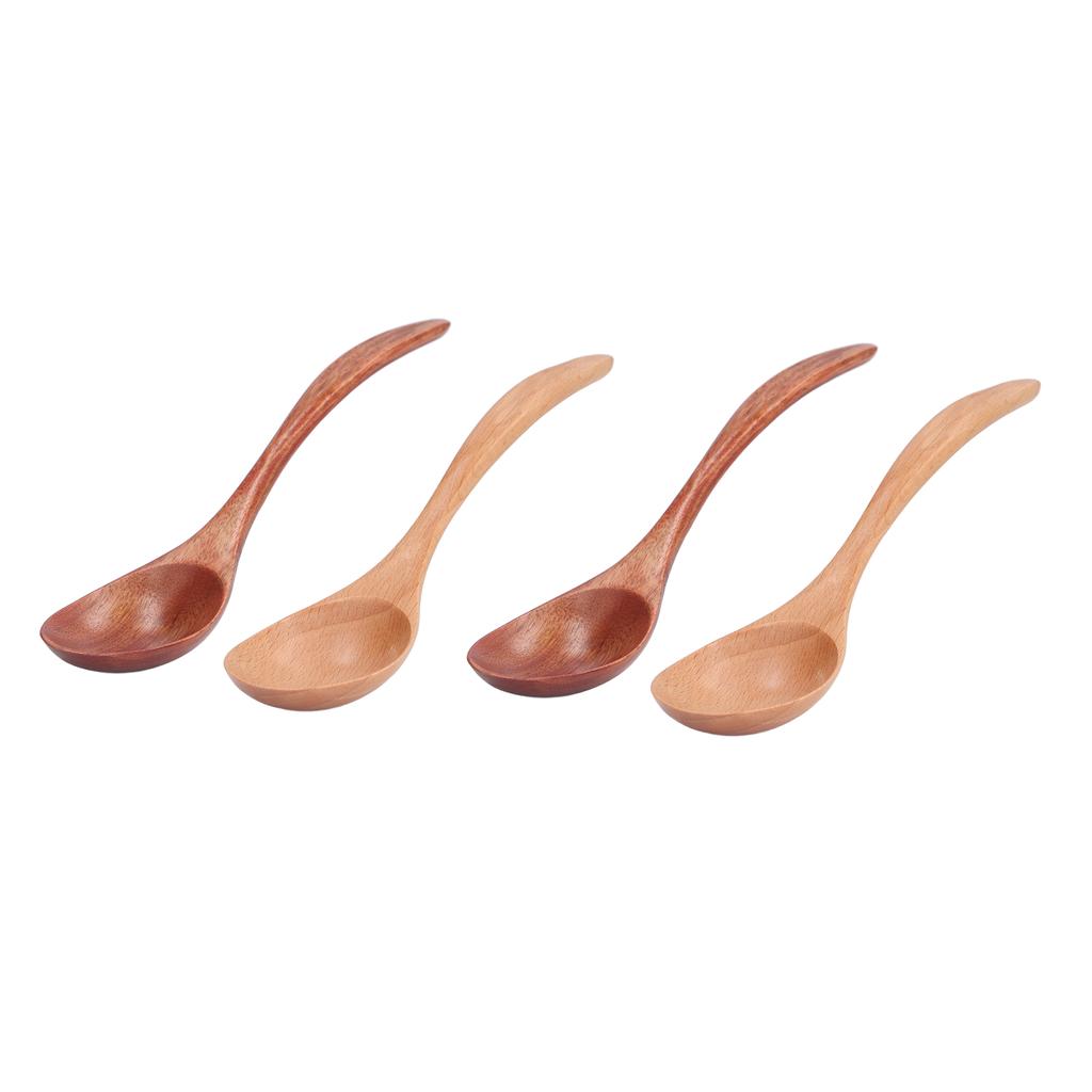 4pcs Wooden Soup Spoon Home Restaurant Portable Simple Elegant Dinner Table Spoon for Coffee Oatmeal