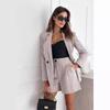 Conjunto de Traje Azul Marino Profundo para Mujer con Pantalones Cortos, Traje de Blazer y Pantalones Cortos, 8 Opciones de Color, Ropa de Oficina Elegante