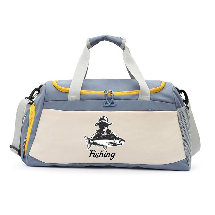 Fishing Pattern Printing Beach Shoulder Bag Large Capacity Travel Luggage Bag Handbag Fitness Yoga Basketball Bag