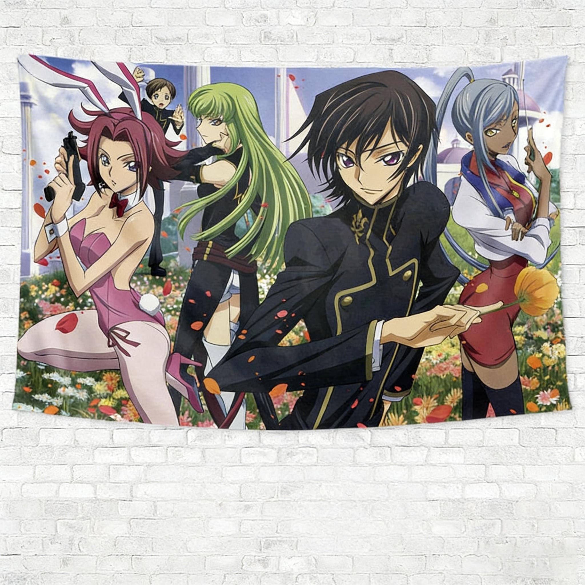 

Винтажная японская аниме-ткань с принтом Code Geass Лелуш Хиппи Sci-Fi Бохо Настенный гобелен Эстетичный Декор Стены Спальни Гостиной 74x94cm(29x37in)