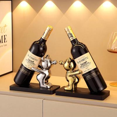 Keramik Teddybär Rotweinregal Statue Luxuriös High-End Wohnzimmer Heimdeko Essbereich TV-Schrank Weinschrank Dekoration