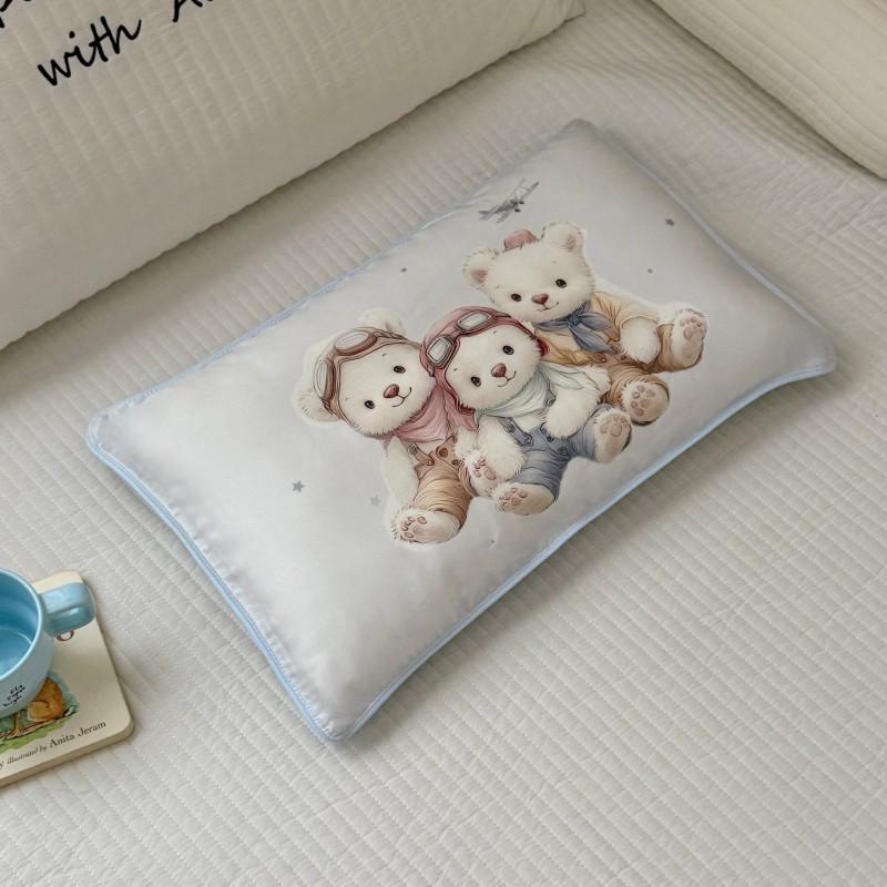 60s Tencel Kids Pillowcase 30x50cm Cartoon Print Cool Sleep Cover Toddler Nursery School Use