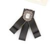 Vintage White Pearl Flower Brooch Corsage with Bow Tie Accent for Women - Fabric Pin TS83