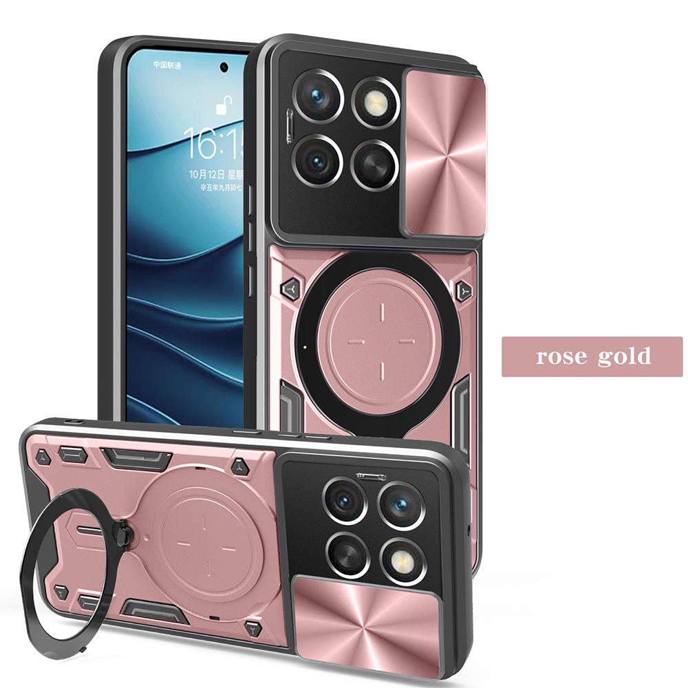 Armor Funda для Honor X8C Чехол Сдвижная крышка для камеры Магнитное кольцо-подставка Противоударная накладка для Honor X8C 4G Противоударная Capa for Honor X8C розового золота