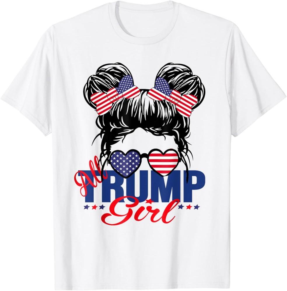 

girl for donald trump 2024 Cute Trump Flag Women Girls T-Shirt Unisex T-Shirt XL