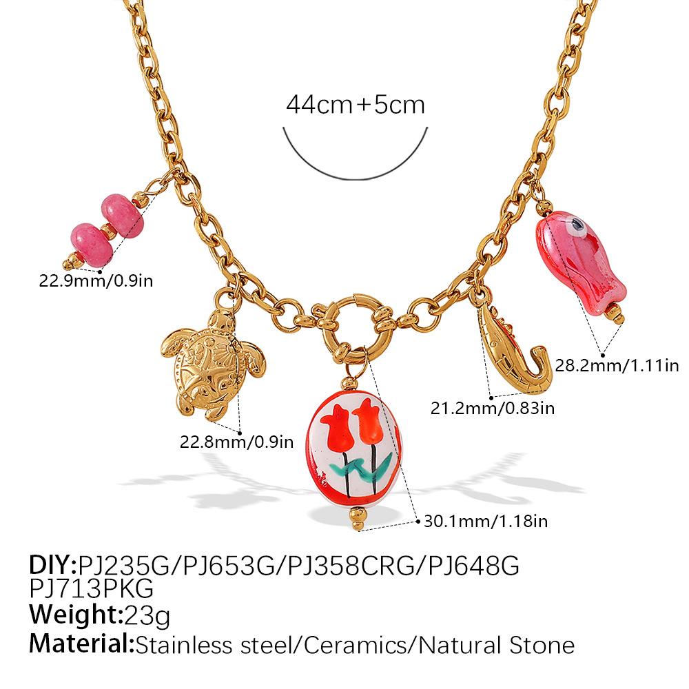 Ocean Wind Resort Beach DIY Pendant Starfish Necklace Stainless Steel Gold Plated Necklace Jewelry Women