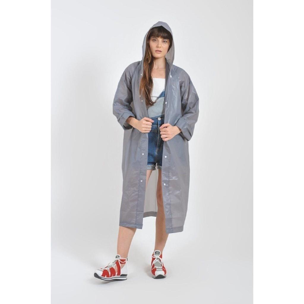 Wasserdichter Regenmantel für Damen und Herren mit Druckknopfverschluss und Kapuze Eva Weiß