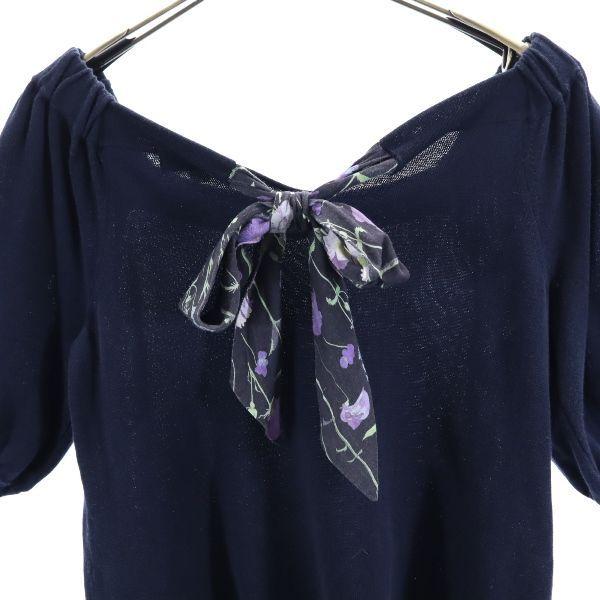 BLUE LABEL CRESTBRIDGE Sanyo Shokai Floral Ribbon Short Sleeve Sweater Women Used