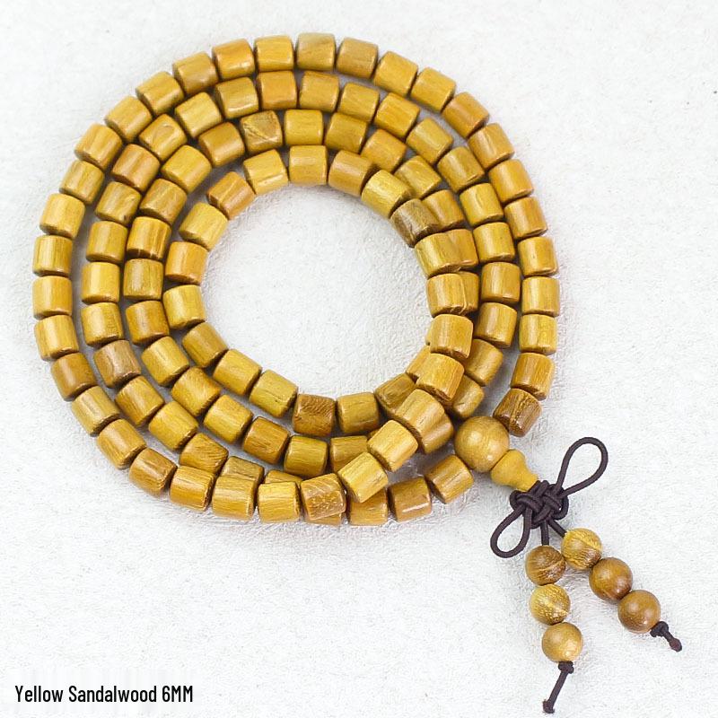 Zhemu 2.0 Gelbes Sandelholz Buddhistisches Perlenarmband (108 Perlen) für Männer und Frauen