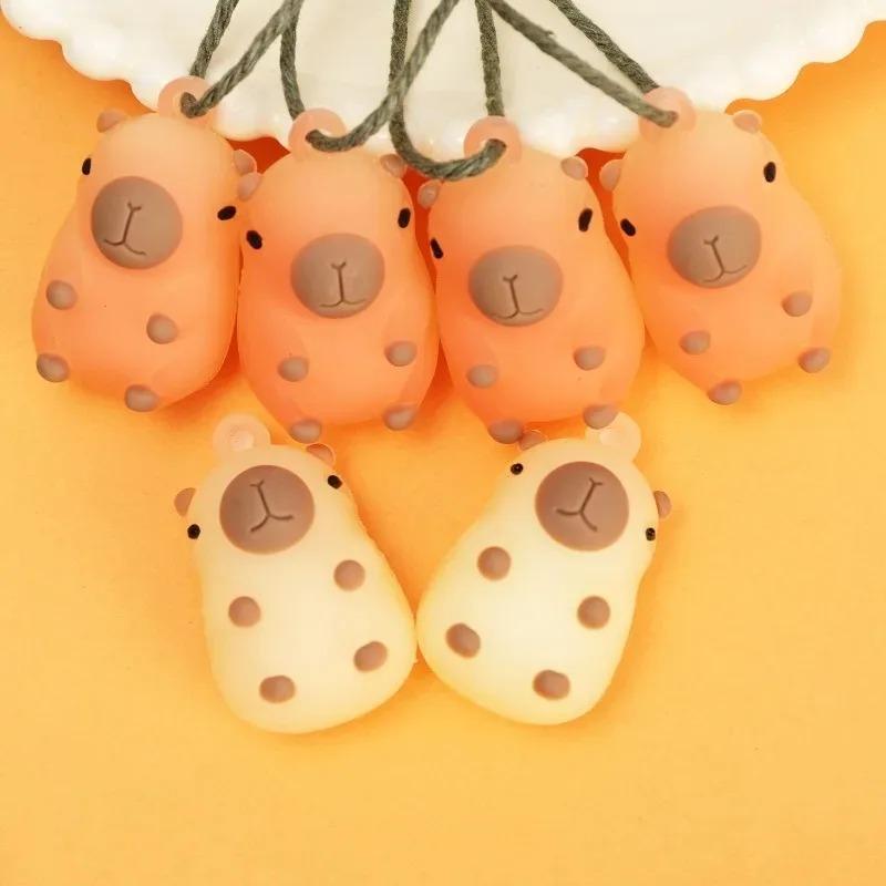 PVC Car Charm Backpack Cute Decoration Color Changing Soft Silicone UV Capybara Stylish and Cute Car Interior Accessories 1-4pcs