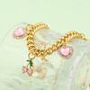 Yousheng Cherry Bag Charm Pink Cherry Heart Charm Strawberry Charm Chain Sparkling Purse Charm for Women Handbag Tote Accessory