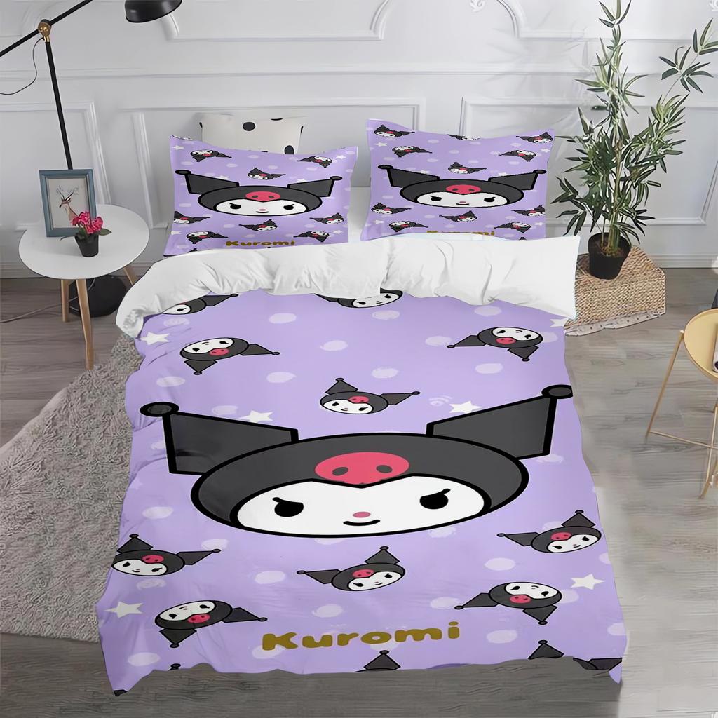 Kuromi Cartoon Bettbezug Rosa Lila Mädchen Geschenk Bettdecke Decke Wärme Kinderzimmer Bettwäsche