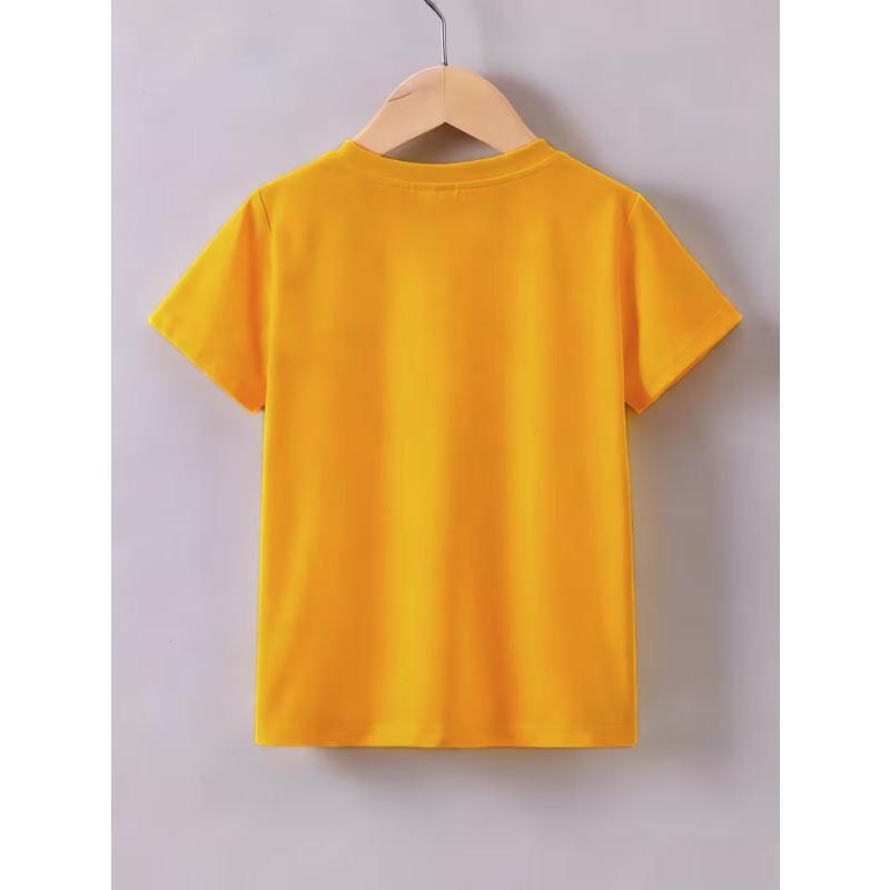 Kids Crewneck Short Sleeve T-Shirt, Cute Cartoon Placement Print