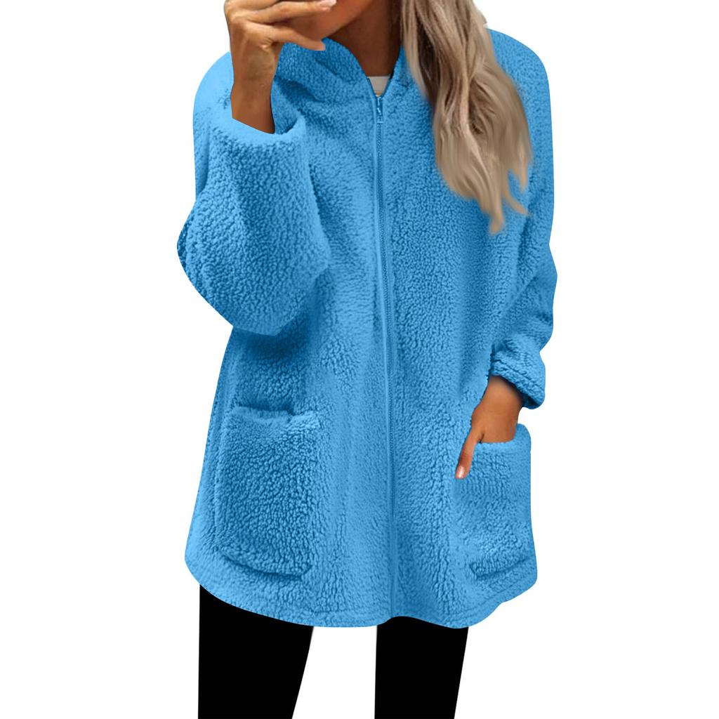 Damen Zip-Up Hoodies Übergroßes Fleece Langes Pullover Kapuzensweatshirt Lässig Langärmlig Herbst Hoodie Jacke