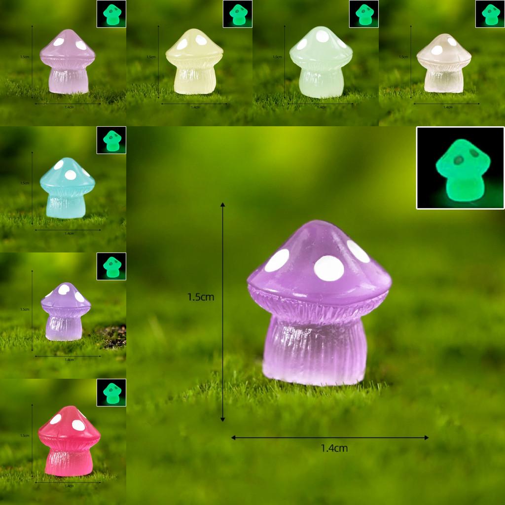 Cute Colorful Glowing Mushroom Resin Decor Luminous Miniature Desk Ornament