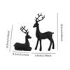 2Pcs Black Deer Statue Tabletop Decoration Collectibles Animal Sculpture Resin Reindeer Figurine for