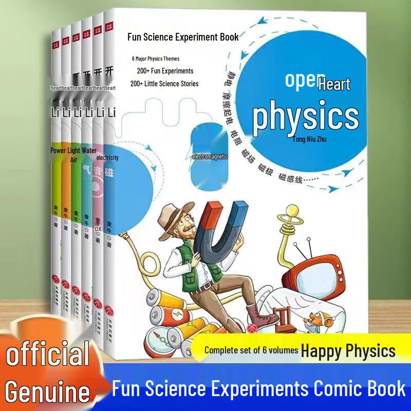 Happy Physics: 6-Volume Science Experiment & Comic Book Set for Kids - Explore Genuine Physics & Chemistry