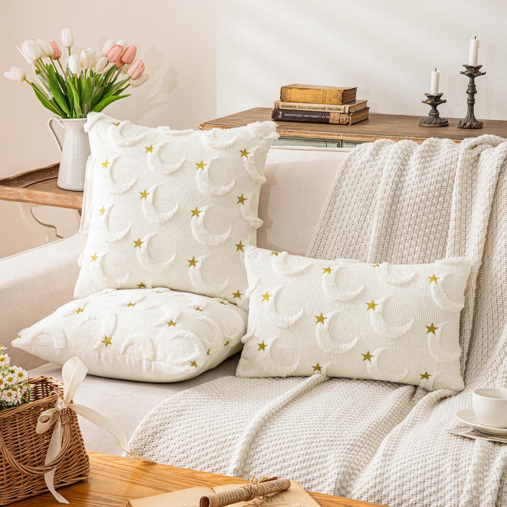 Star Plush Pillowcase Ins Style Soft Plush Living Room Sofa Pillow Cushion Waist Pillow Moon Festival Decoration
