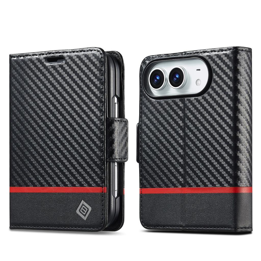 For IPhone Duo Case Luxury Carbon Fiber Leather Flip Wallet Card Slot Shockproof Back Cover Accessories for IPhone Ultra Fold