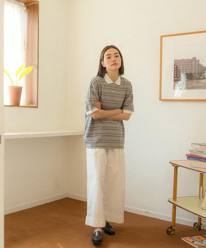 COTTON BELL Belt Cuff Wide Pants - White