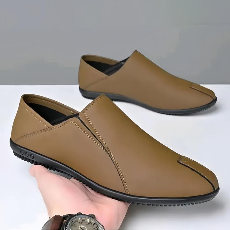 Herren Frühling atmungsaktive Ein-Pedal kleine weiße Schuhe Business weichsohlige Fahrschuhe Leder schwarz formelle Arbeitsschuhe