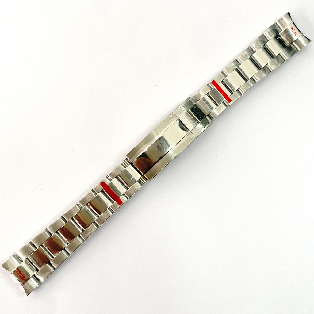 20MM Width Silver Presidential Solid Bracelet 904L Stainless Steel Glide Lock Clasp Wristband for Sub Log NH34 NH35 Watch Case