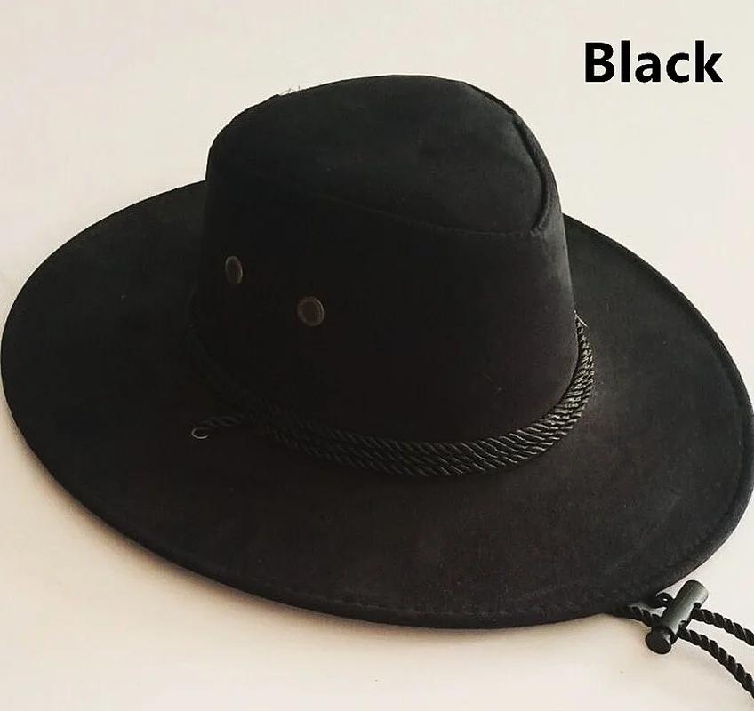 

для мужчин и женщин широкополая ковбойская шляпа в стиле ретро из оленьей кожи, плюшевая ковбойская шляпа в стиле ретро, подходит (58-60cm) 58-60cm чёрный