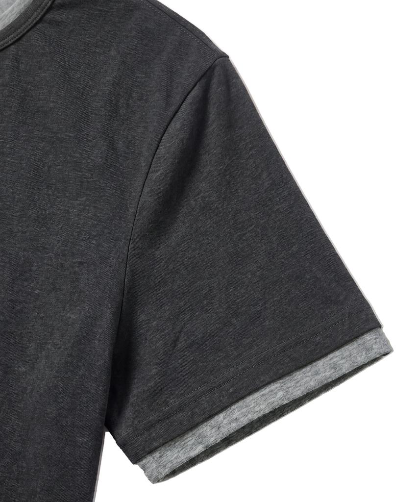 IDWS Layered Henley Neck T-Shirt Charcoal