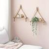 Hanging Shelves Boho Wall Decor 2 pcs Rustic Wood Storage Shelf for Living Room, Display Shelving for Hanging Plants Photos