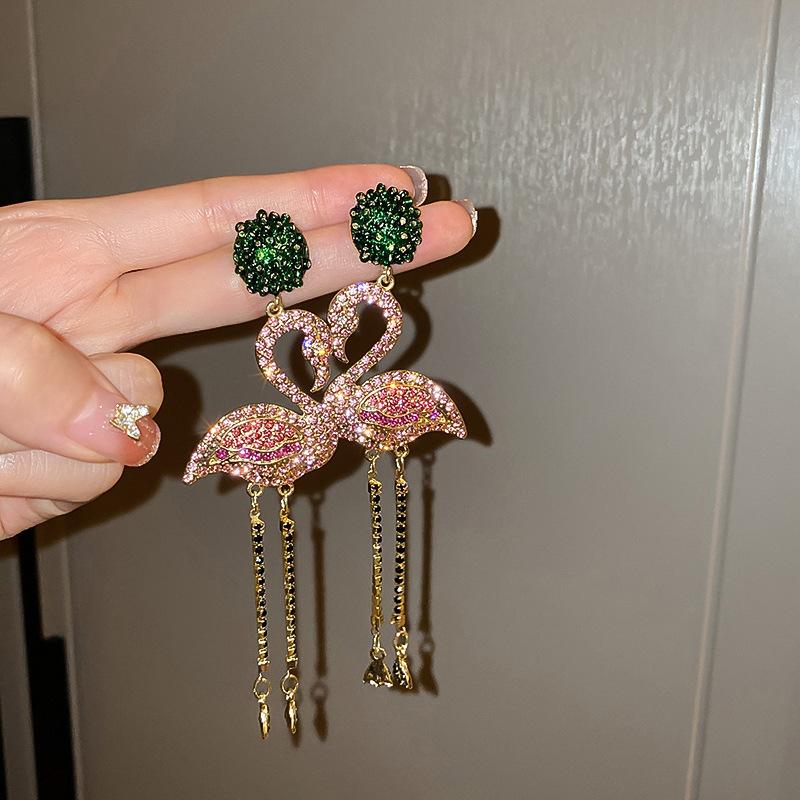 Retro High-End Silbernadel Diamantbesetzte Blumenohrringe, Europäische und Amerikanische Übertriebene Temperamentsohrringe, Leichter Luxus Nischenohrringe