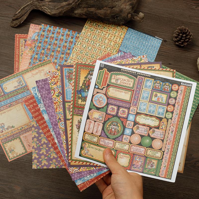 Large Retro Double-Sided Adhesive Journal Base and Decorative Background Paper Stickers