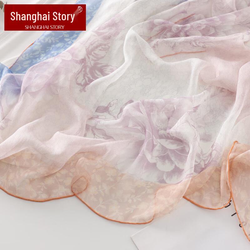 Shanghai Story 100% Mulberry Silk Hand-Rolled Large Square Scarf