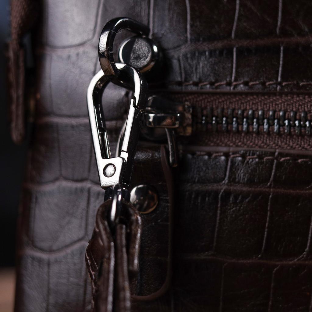 Fashionable Clutch for Men Made of Genuine Textured Leather CANPELLINI 21552 Brown