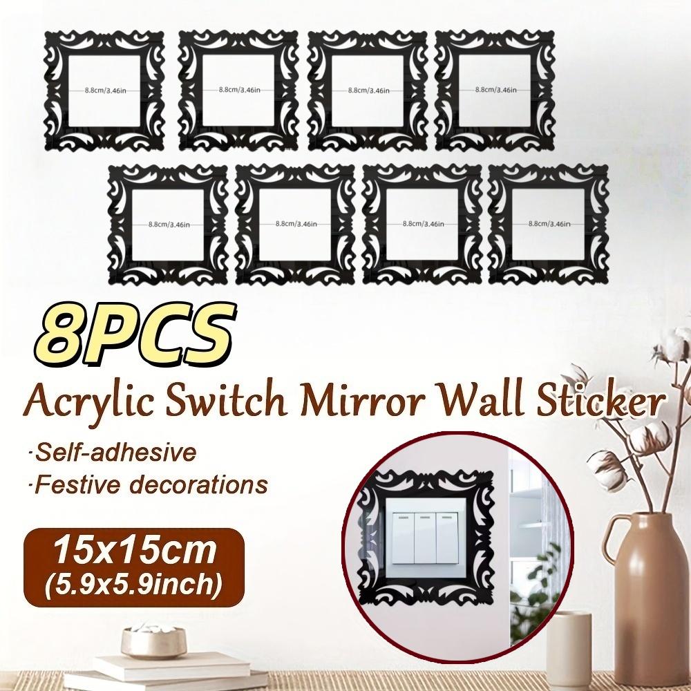 8pcs 3d Wall Sticker Light Switch Cover Mirror Stickers Self-Adhesive on The Wall Home Room Decoration Frame Shape