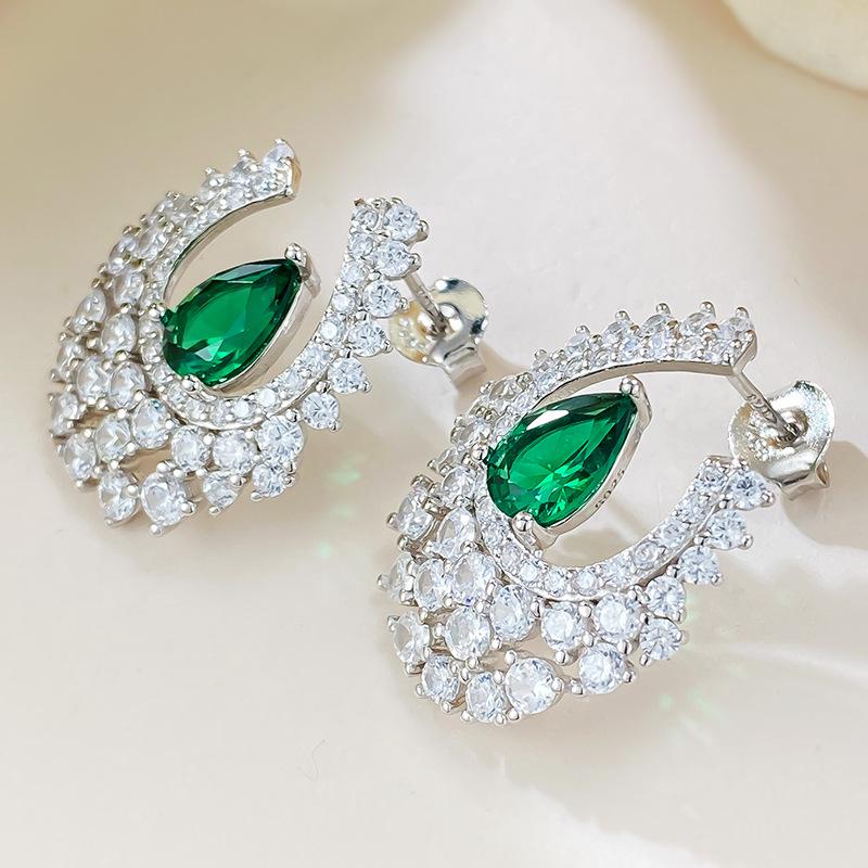 Longlongjin Jewelry: Christmas s925 Silver Ice Linghua Stud Earrings - Elegant, Luxury-Style Dangle Earrings for Women