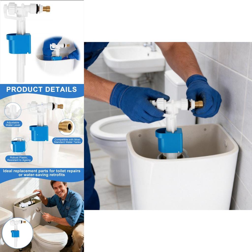 1/2 Brass Thread Side Entry Toilet Fill Valve Air Gap Anti-backflow Toilet Flush System Spare Part