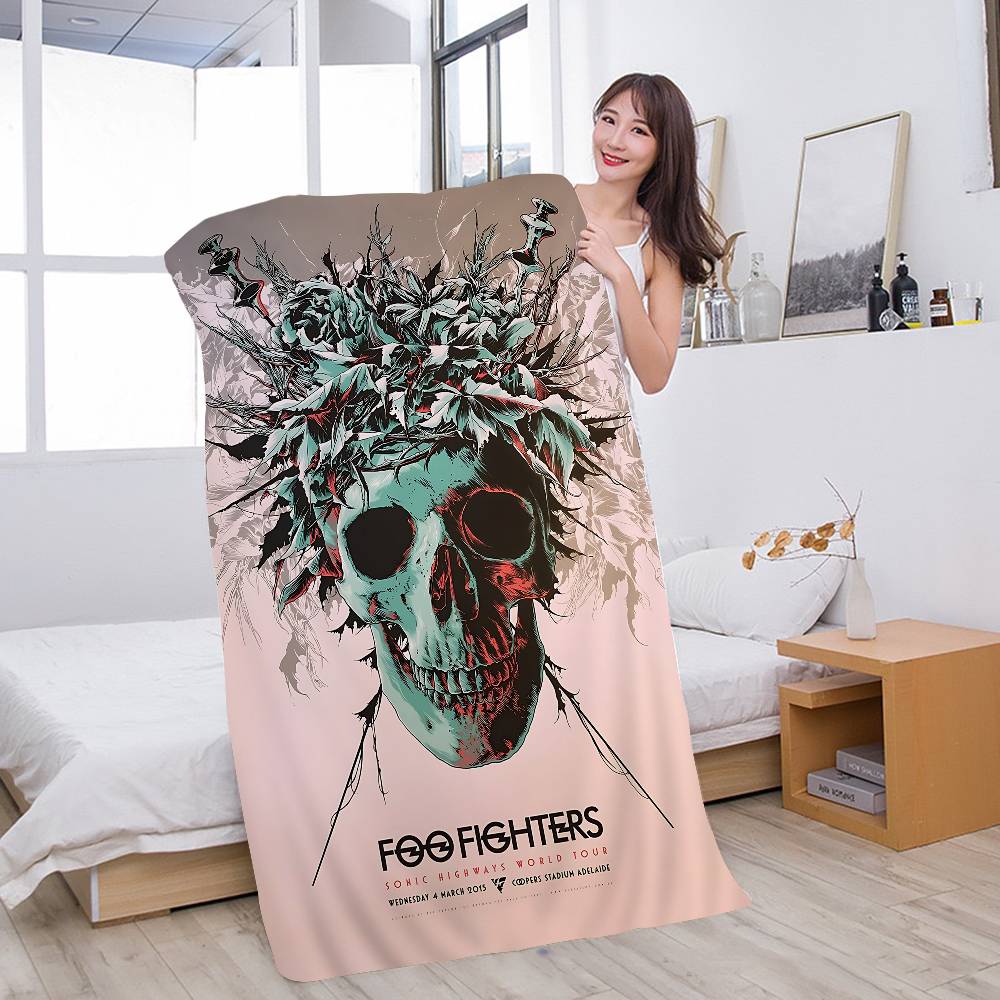 

F-Foo F-Fighters Comic Bath Towel Microfiber Soft Water Absorbing Breathable For Girl Kids Decorative Cartoon Beach Towel W40*H60(CM)