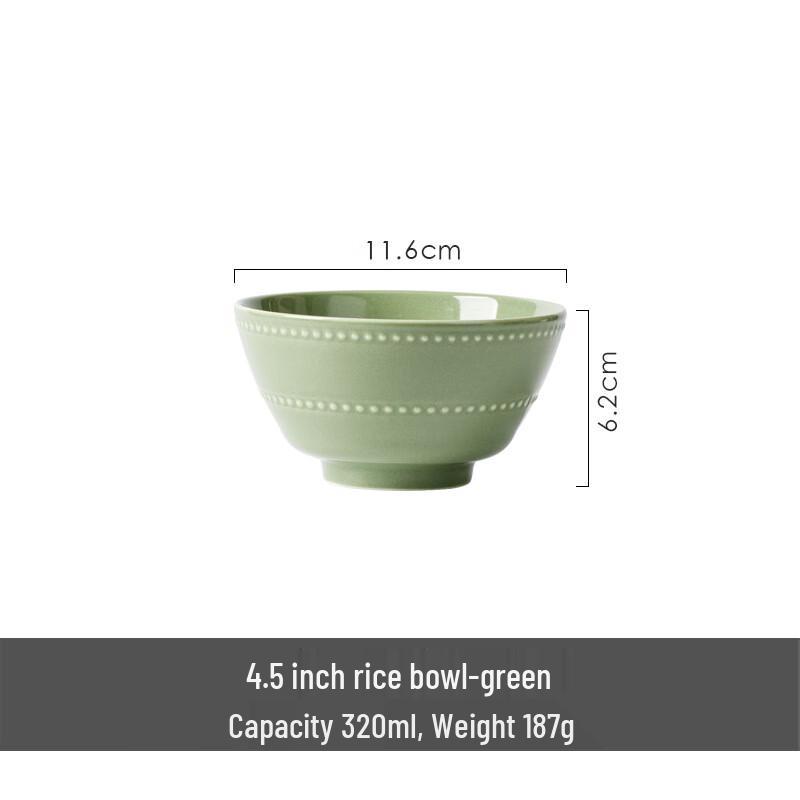 

WUHE Ceramic Dinnerware Set - 4.5-inch Rice Bowls (Green, 5-pack)